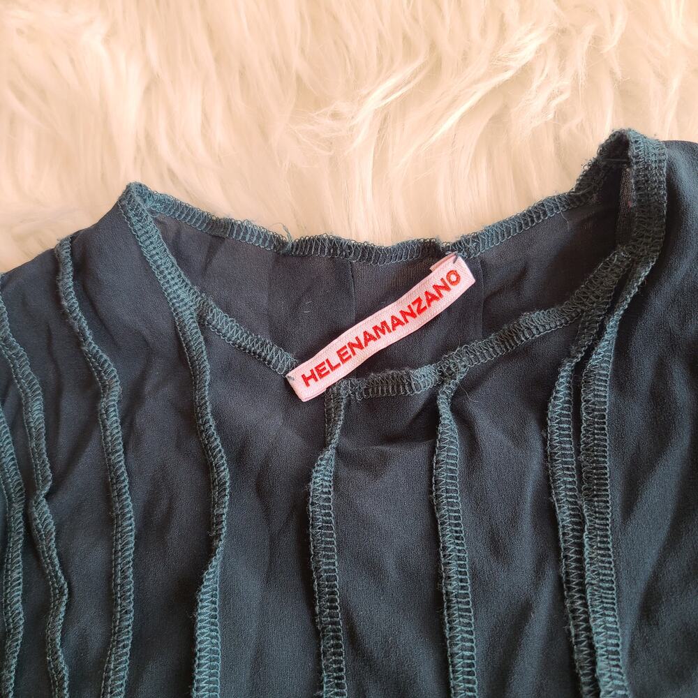 Helena Manzano Top Opening Ceremony Scuba Strap Blouse Crop Blue FW19 $520 Med - Picture 5 of 6